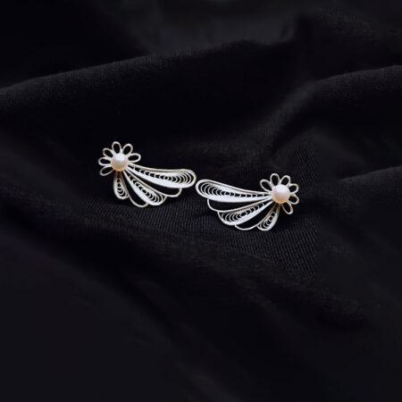 Angel Wing Silver Wire Minimalist Stylish Allergy-Free Earrings - Handcrafted Filigree Heritage Gift