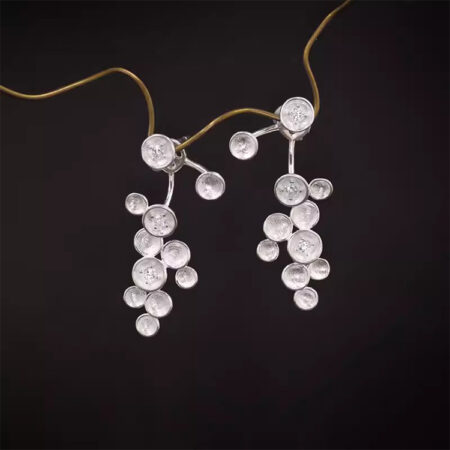Unique Swingable Sterling Silver Earrings with Zircon "Starry Night" - Celestial Studs with a Luxurious, Elegant, and Sophisticated Aura