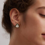 Pure Silver Mother of Pearl Green Drip Glaze Earrings: Embrace Nature's Elegance