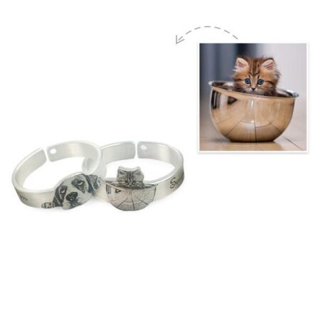 Personalized Pet Photo Engraved Ring 925 Silver
