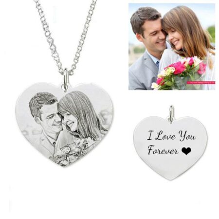 Customize Photo Necklace Heart Shape - Sketch