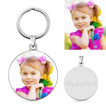 Full Color - Custom Photo Engraved Keychain Round Shape
