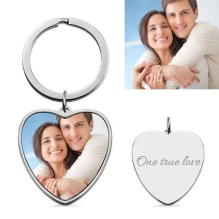 Custom Photo Keychain Heart Shape – Full Color