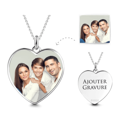 Full Color - Heart Shape Personalized Photo Necklace Sterling Silver